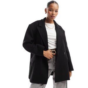 NWT Bershka Oversized Wool Blend Double Breasted Pea Coat
